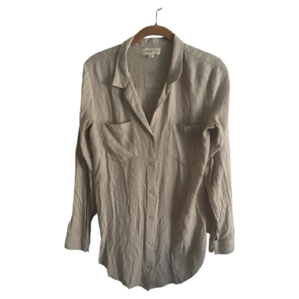 Cloth & Stone Breezy rayon Button-Up Tunic Top Neutral Coastal Grandma size XS